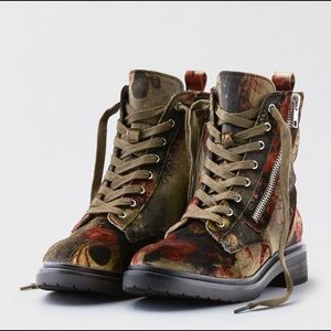 New AE Velvet Lace Up Zipper Boots